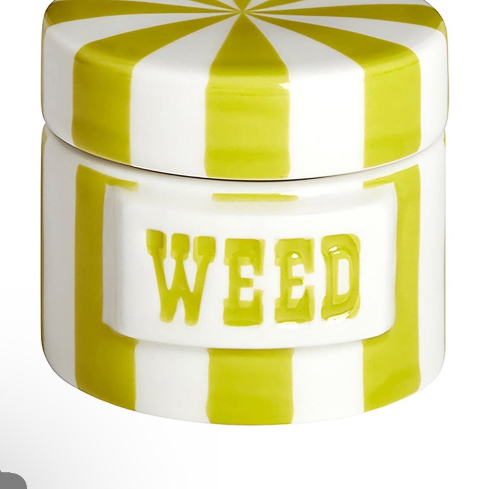 Jonathan Adler Striped Ceramic “Weed” Jar